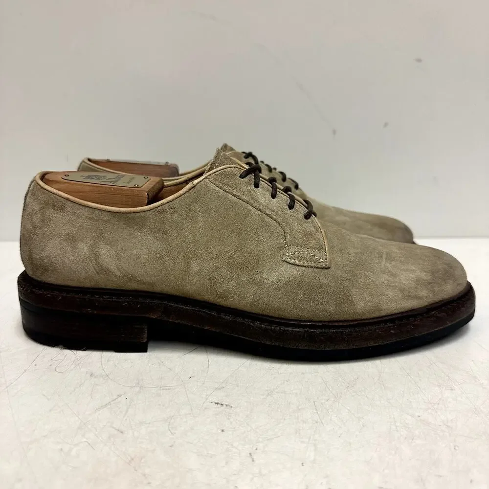 VGUC Ralph Lauren Purple Label Tan Suede Derby Ridgeway Sole Made in Italy 8 D